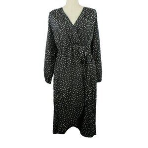 AX Paris Polka Dot Wrap Dress in black white Size 14 Retro Timeless Office